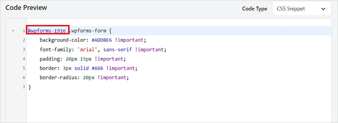 在代碼片段中添加表單 ID 號(hào)