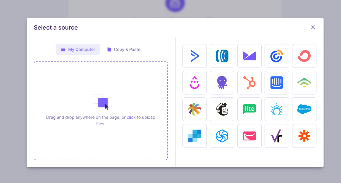 選擇電子郵件列表的來源