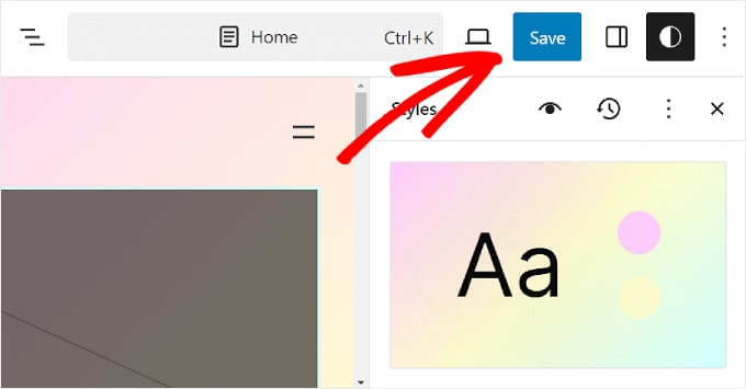 使用 WordPress 全站編輯保存全局樣式更改